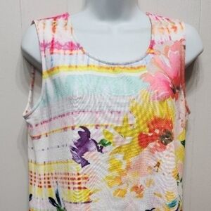 Christopher & Banks Sleeveless Top‎ Medium Colorful Floral Casual Summer B741